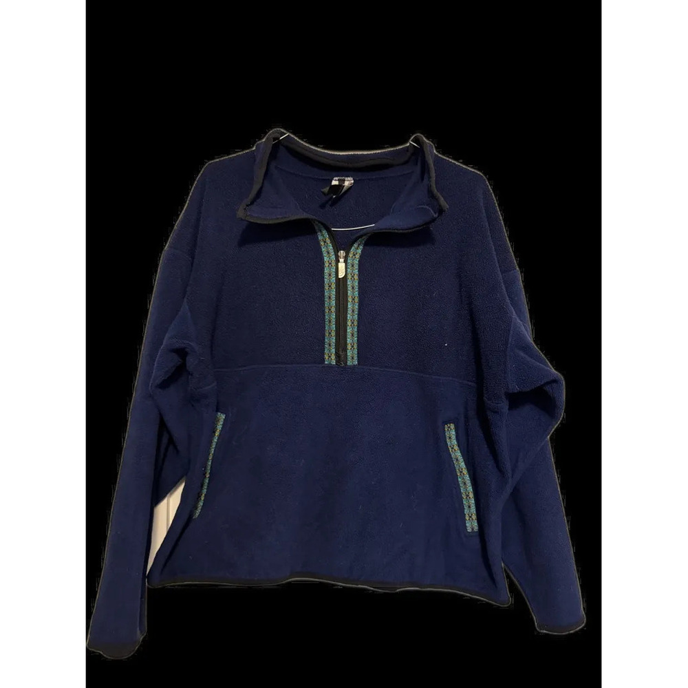 Vintage The North Face Navy Fleece Quarter Zip M 90s Y2K